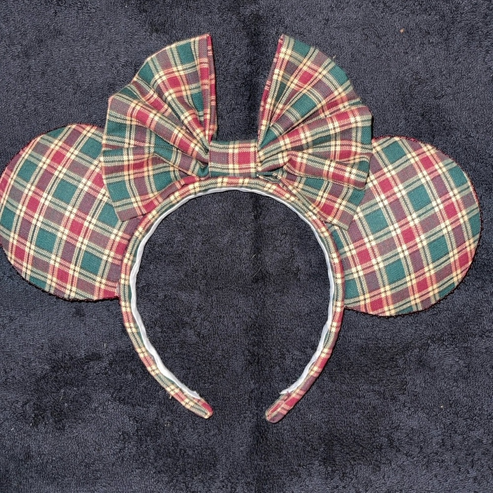 Red and green plaid Mickey ears